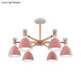 Macaroon Dome Hanging Light Fixture With 6 Bulbs - Elegant Living Room Lamp