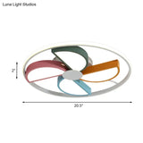 Macaroon Led White Flush Mount Ceiling Light For Bedroom Acrylic Windmill Design 16.5’/20.5’ Width