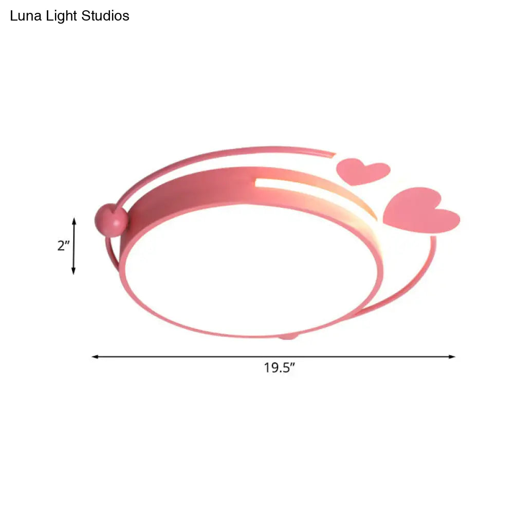 Macaroon Pink Heart Led Flush Mount Lamp - 16’/19.5’ Width