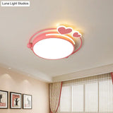 Macaroon Pink Heart Led Flush Mount Lamp - 16’/19.5’ Width