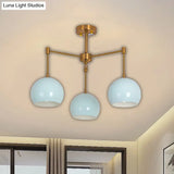 Macron Metal Dome Pendant Light Blue Chandelier For Bedroom - 3/6/8 Lights