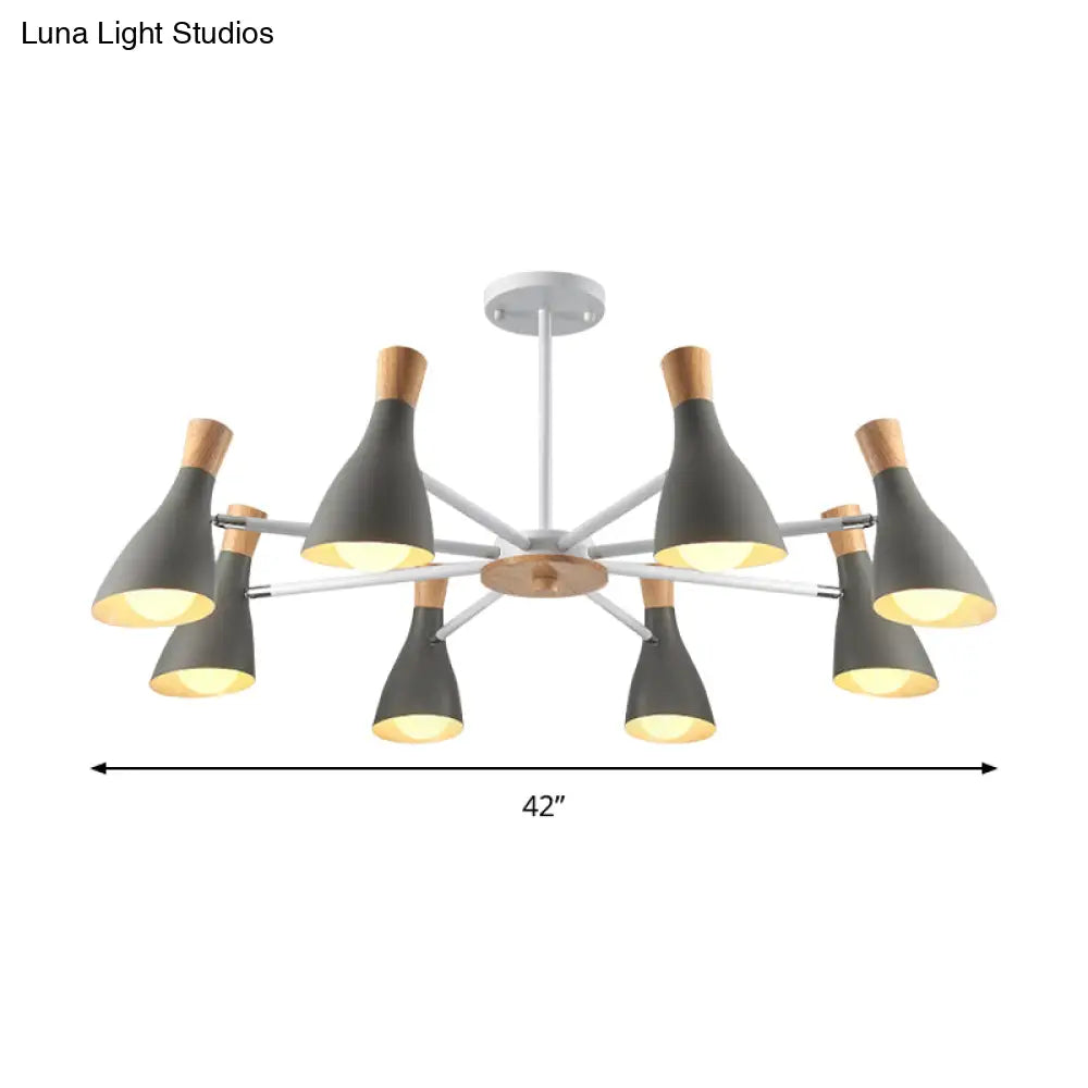 Macron Modern Metal Chandelier - Undertint Suspension Light 8 Bulbs Perfect For Hotel Spaces