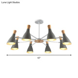 Macron Modern Metal Chandelier - Undertint Suspension Light 8 Bulbs Perfect For Hotel Spaces