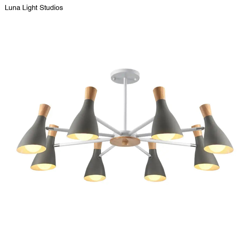 Macron Modern Metal Chandelier - Undertint Suspension Light 8 Bulbs Perfect For Hotel Spaces