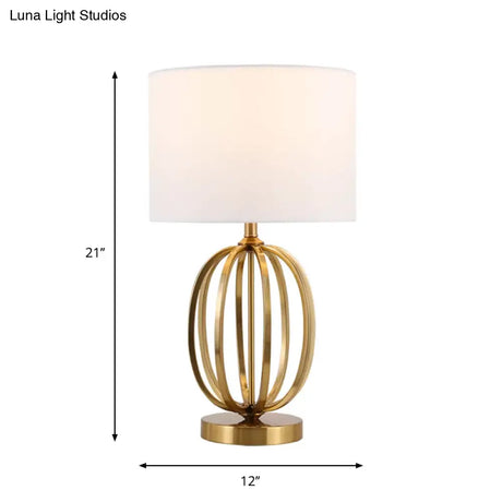 Madeleine - Vintage Gold Table Lamp With Fabric Drum Shade
