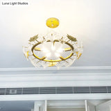 Maple Crystal 5-Light Chandelier: Elegant Gold Ring Colonial Fixture For Living Room