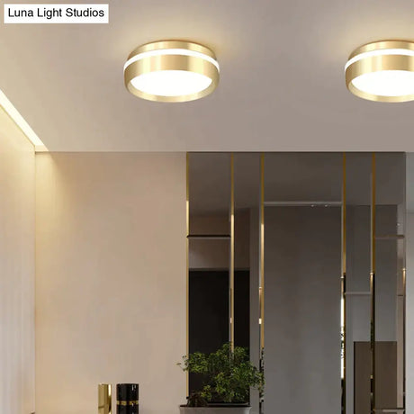 Mara-Modern Minimalist Gateway Round Gold LED Small Ceiling Lamp Ceiling