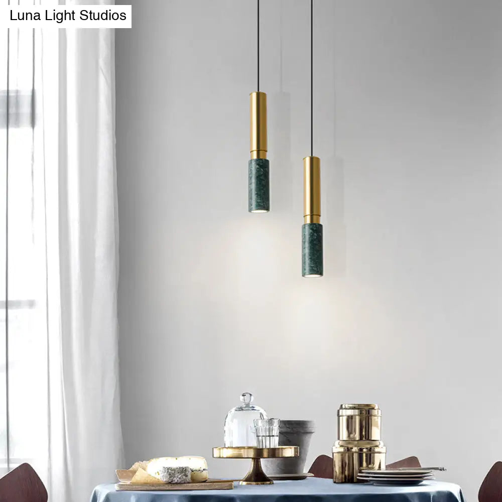 Marble Cylinder Pendant Light - Simple Suspension Fixture