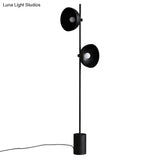 Marble Led Floor Light With Funnel Shade For Modern Living Rooms