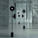 Marble Led Floor Light With Funnel Shade For Modern Living Rooms Black