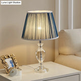 Marie-Christine - Traditional Pleated Shade Crystal Lamp 1 Head Fabric Table Light In