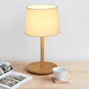Marta - Nordic Tapered Shade Table Lamp Style Fabric 1-Light Beige/Dark Brown Nightstand Light With