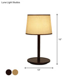 Marta - Nordic Tapered Shade Table Lamp Style Fabric 1-Light Beige/Dark Brown Nightstand Light With