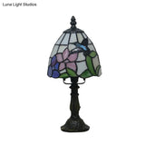 Mediterranean Beige/Pink Glass Bowl Night Lamp - Hand-Cut With Floral/Peacock Tail Patterns Table