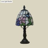 Mediterranean Beige/Pink Glass Bowl Night Lamp - Hand-Cut With Floral/Peacock Tail Patterns Table