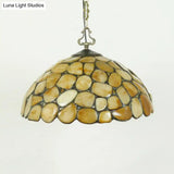 Mediterranean Black Stone Suspension Pendant - Sleek Dome Hanging Light With 1-Light Fixture