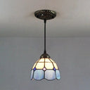 Mediterranean Blue Handcrafted Art Glass Pendant Lamp With Dome Down Lighting