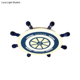 Mediterranean Blue Led Flush Ceiling Light With Rudder Acrylic Shade - 21.5’/25.5’ Nursery Mount