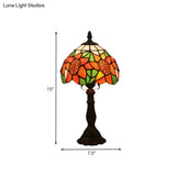 Mediterranean Bronze Sunflower Patterned Nightstand Light With Stained Glass Shade - 1 Bedroom Night