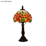 Mediterranean Bronze Sunflower Patterned Nightstand Light With Stained Glass Shade - 1 Bedroom Night