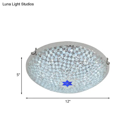 Mediterranean Clear Crackle Glass Flushmount Lighting Checkered Basket Design 2/3 - Head