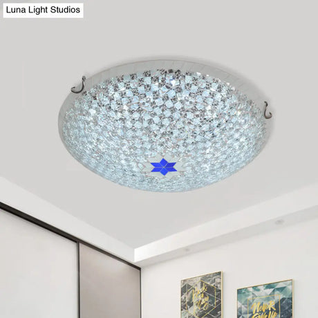 Mediterranean Clear Crackle Glass Flushmount Lighting Checkered Basket Design 2/3 - Head