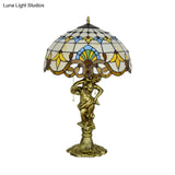 Mediterranean Cone/Dome Pull Chain Night Light With Stunning Glass Table Lighting