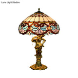 Mediterranean Cone/Dome Pull Chain Night Light With Stunning Glass Table Lighting