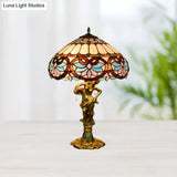 Mediterranean Cone/Dome Pull Chain Night Light With Stunning Glass Table Lighting