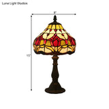 Mediterranean Dark Coffee Hand Cut Glass Tulip Nightstand Lamp