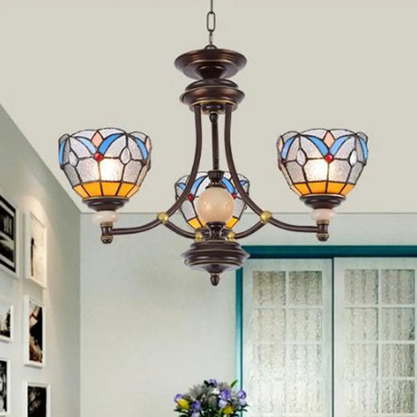 Mediterranean Glass Chandelier with Domed Shades - 3/5/8 Lights 3 / Clear