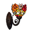 Mediterranean Hand Cut Glass 1-Light Bowl Wall Sconce With Black Flower Pattern - Mounted Lamp