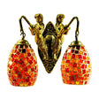 Mediterranean Mermaid Wall Lamp - Hand Cut Glass 2 Lights White/Red/Yellow Sconce Fixture White