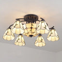 Mediterranean Stained Art Glass Ceiling Flush Light For Bedroom 9 / Green