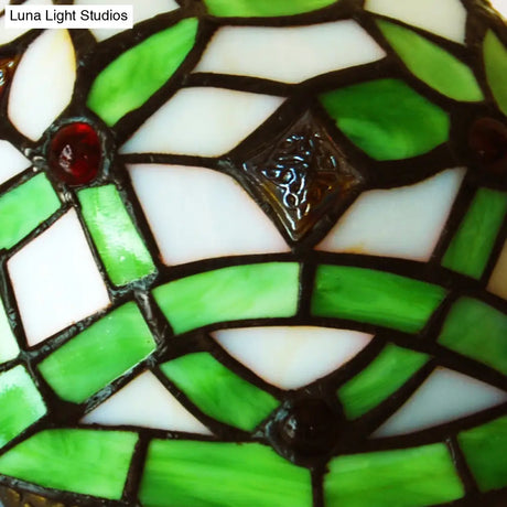 Mediterranean Stained Glass Turtle Night Light - Green Table Lamp For Bedroom