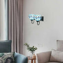 Mediterranean Wall Mount Sconce Lighting With Multicolor Stained Glass - 2 Heads Blue
