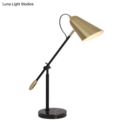 Megrez - Modern Gold Conic Night Table Lamp 1 Light Metal Nightstand With Balance Arm