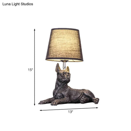 Melody - Creative Sitting/Standing Dog Night Table Light Resin 1 Head Black Lighting With Barrel