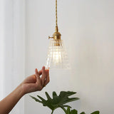 Menkent - Vintage Shaded Pendant Light: 1-Light Clear Glass Hanging Fixture For / A