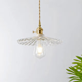 Menkent - Vintage Shaded Pendant Light: 1-Light Clear Glass Hanging Fixture For / Q