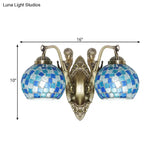 Mermaid Design Tiffany Wall Light Fixture: Stunning Blue Cut Glass 1/2-Bulb Lamp