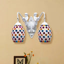 Mermaid-Inspired Stained Glass Wall Sconce With 2 Lights In Yellow/Purple/Gold Purple