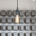 Metal Adjustable Hanging Lamp With Open Bulb - Industrial Stylish Ceiling Fixture (Black/Silver)