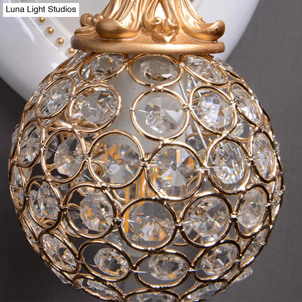 Metal And Crystal Deer Sconce Light With Traditional Design - Dome Wall Fixture