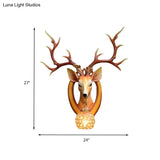 Metal And Crystal Deer Sconce Light With Traditional Design - Dome Wall Fixture