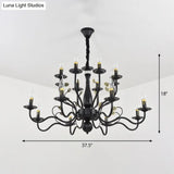 Metal Arm Chandelier With Swooping Design Traditional Pendant Light For Living Room 6/12/16 Lights