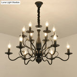 Metal Arm Chandelier With Swooping Design Traditional Pendant Light For Living Room 6/12/16 Lights