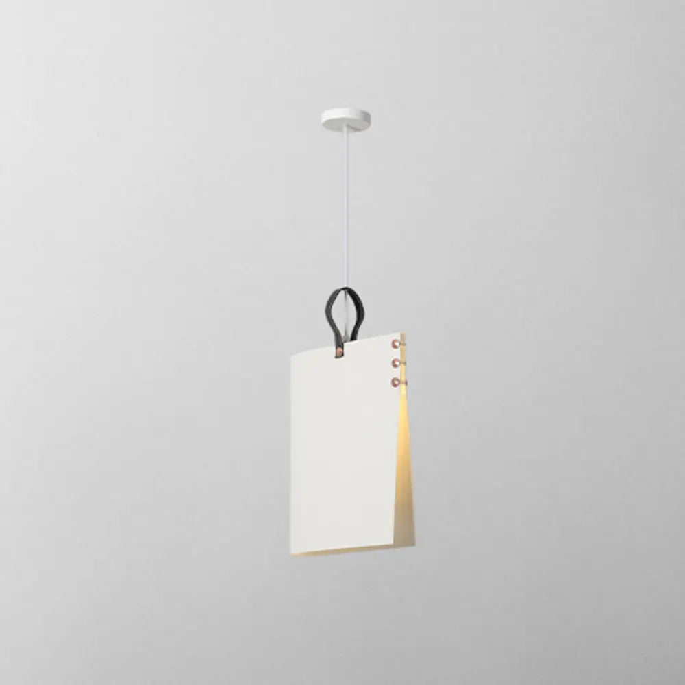Metal Art Deco Pendant Light Fixture - Stylish Rectangle Design 1-Light White / 16