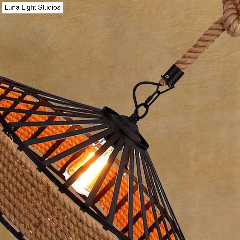 Metal Beige Industrial Drum Pendant Light Fixture For Dining Room