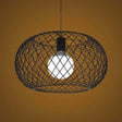 Metal Black Finish Pendant Lamp With Mesh Cage - Industrial Loft Suspension Light